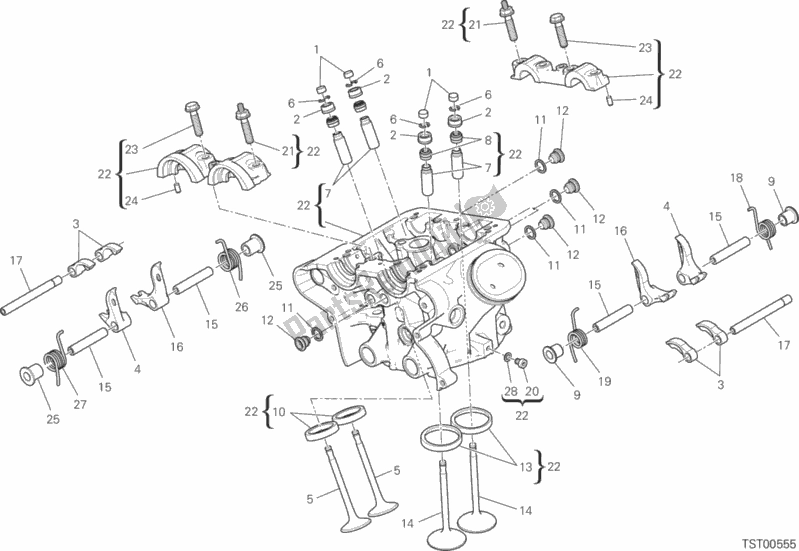 All parts for the Vertical Cylinder Head of the Ducati Multistrada 1200 S Touring 2016